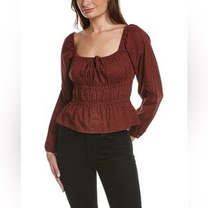 NATION LTD NWT size M Gianna Elastic Waist Blouse 100% Pima Cotton